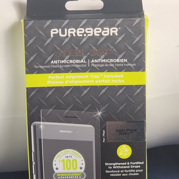 Puregear Steel 360 Antimicrobial Tempered Glass Screen Protect iPhone 2020 6.7" - Picture 1 of 16